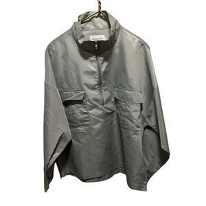 The Frankie Shop Silver Metallic Windbreaker Jacket Womens Oversized Raincoat